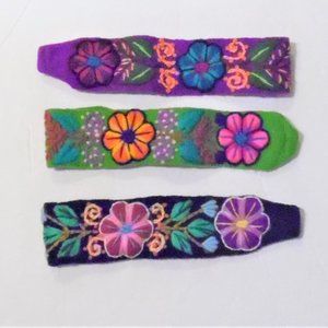 Three Handmade Embrodery  Headband Wool